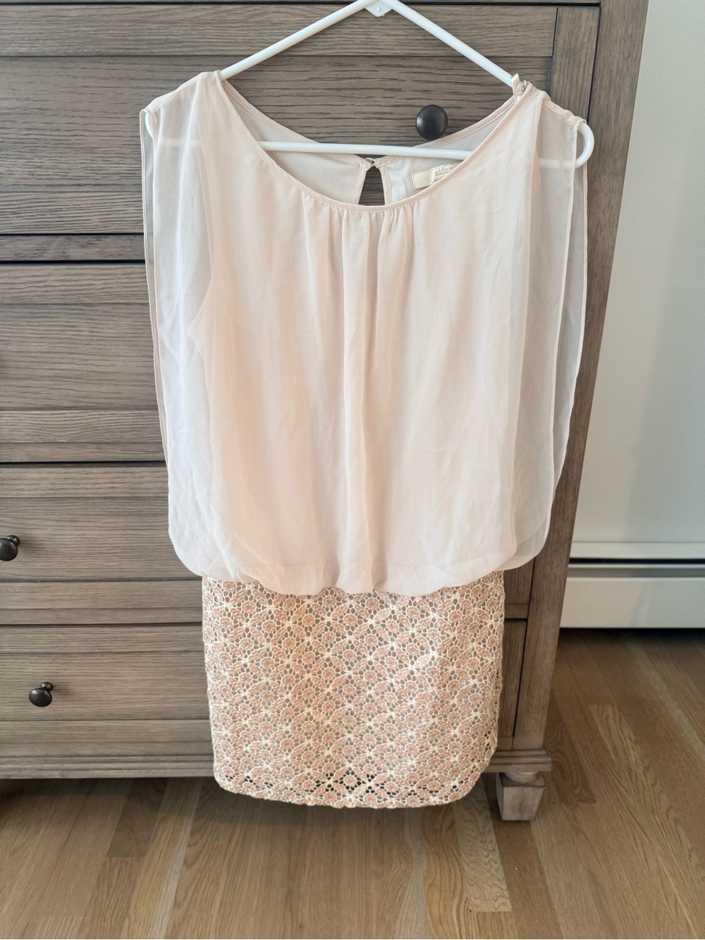 Aidan by Aidan Mattox Blush Lace Overlay Pencil Dress